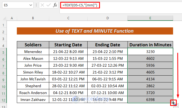 excel time difference between two dates in minutes