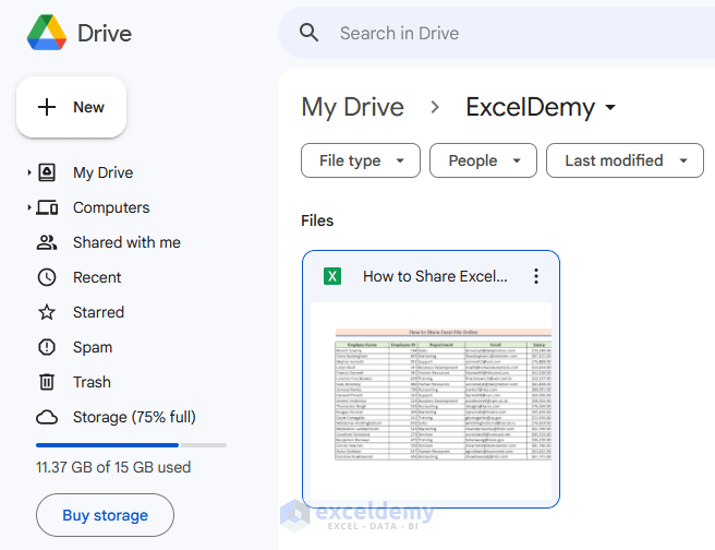 14-Go to File destination on the Google Drive website