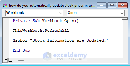 how do you automatically update stock prices in excel