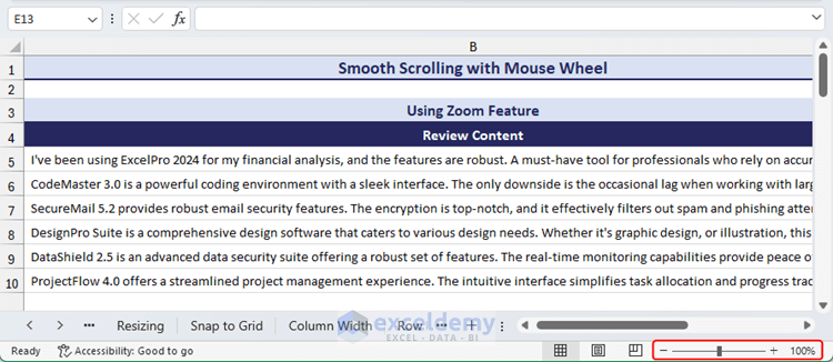 Clicking zoom out button for Smooth Scrolling with Mouse Wheel in Excel