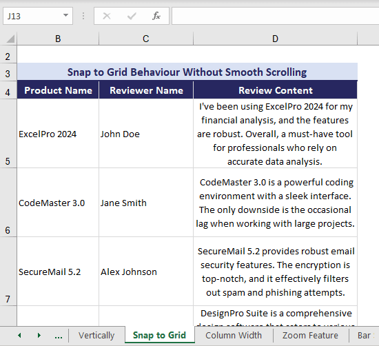 Snap to grid behavior in Excel