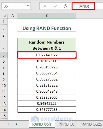 using RAND function to get Random Number Between 0 and 1