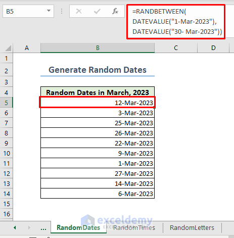 using RANDBETWEEN and DATEVALUE to get random dates