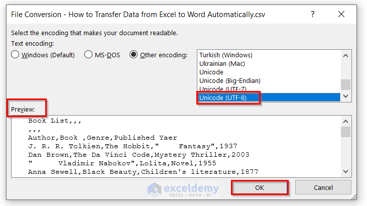 How to Transfer Data from Excel to Word Automatically