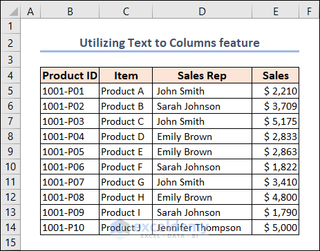 final result of csv file after formatting in Excel to read