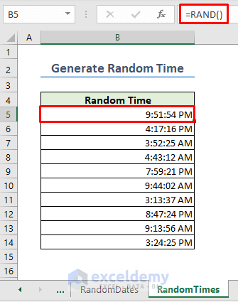 using RAND to get random time