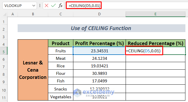 Reducing Database using Ceiling Function