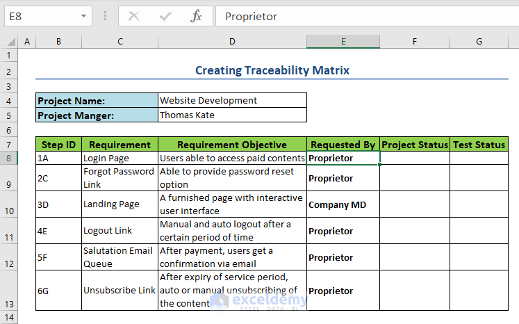 Specify Requirements Priority to Create Traceability Matrix
