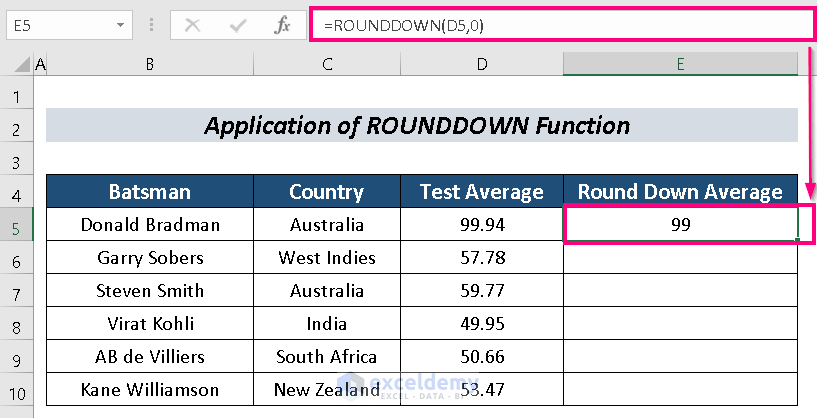 Excel Round Down to Nearest Whole Number