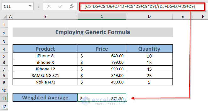 How to Calculate Weighted Average Price in Excel