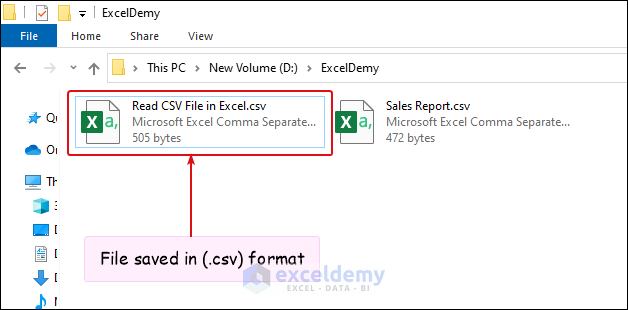 new file saved in csv format