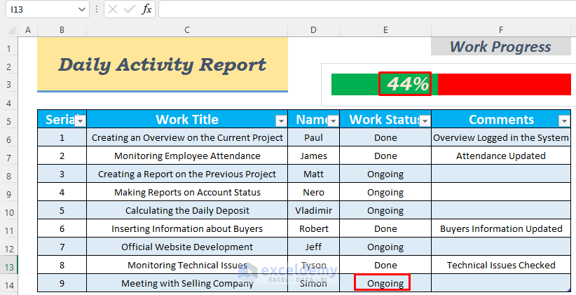 How To Make Daily Activity Report In Excel (5 Easy Examples)