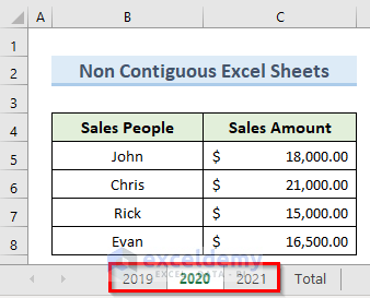Check for Non-Contiguous Excel Worksheets When 3D Reference Is Not Working