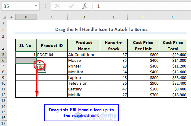 How to Use Fill Handle in Excel