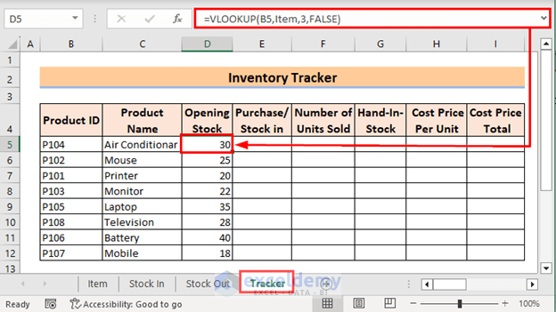 Transfer opening stock to inventory tracker