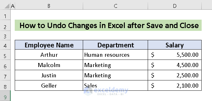 How to Undo Something in Excel?