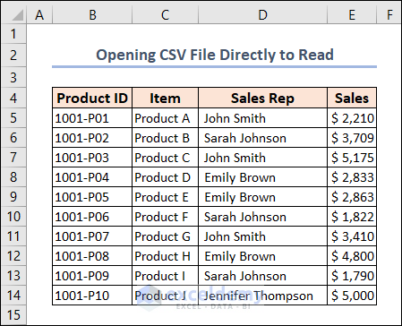 applied formatting to read csv file in excel