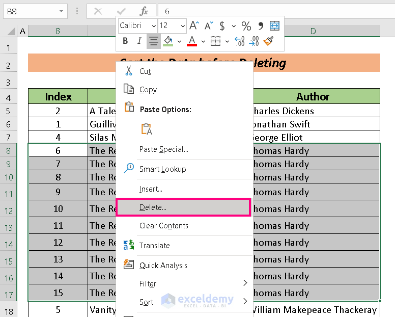 Excel not Responding When Deleting Rows
