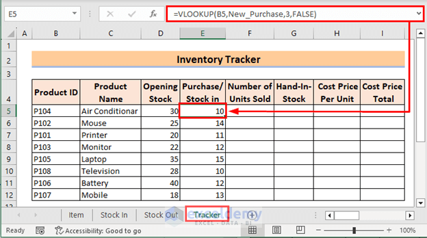 Transfer new purchases to inventory tracker