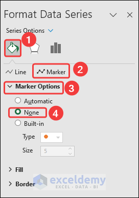 Remove marker in Format data series pane