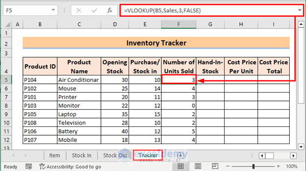 Transfer sales information to inventory tracker