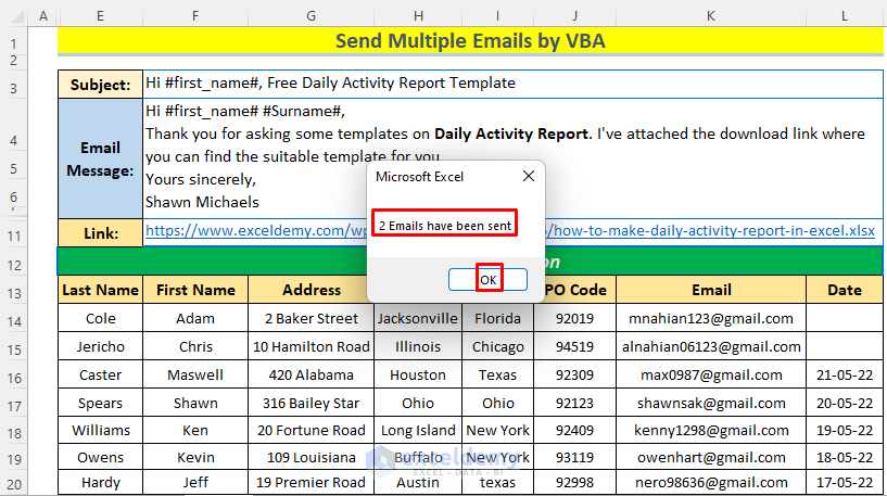 send email from excel vba without outlook
