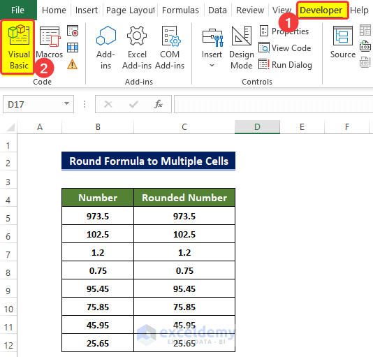 Embedding VBA Macro to Add Round Formula to Multiple Cells in Excel 