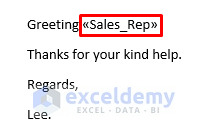 Use Mail Merge Command in Word to Send Email Automatically from Excel Based on Cell Content