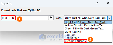 Choosing Custom Color for Rejected Status