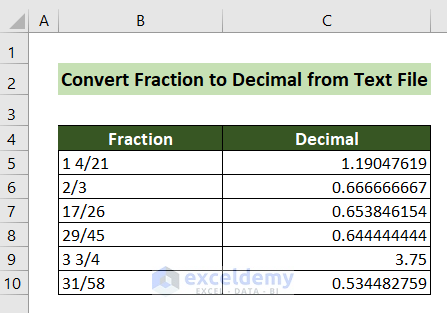 Convert Text Fraction to Decimal