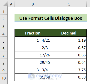 Convert Fraction to Decimal in Excel (2 Simple Approaches) - ExcelDemy