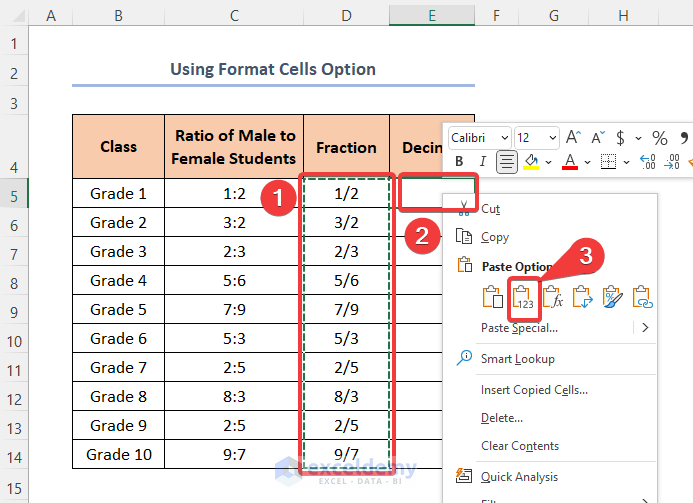 Convert Ratio to Decimal in Excel
