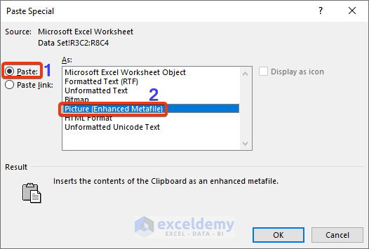 Paste Special to Copy Excel Table as a Static Image