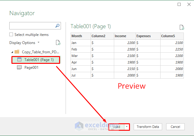 Copy Table from PDF to Excel with Formatting by Importing