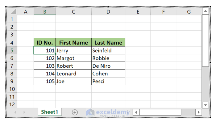 Insert a Piece of Excel Spreadsheet in Word and Copy Excel Data to It (Result)