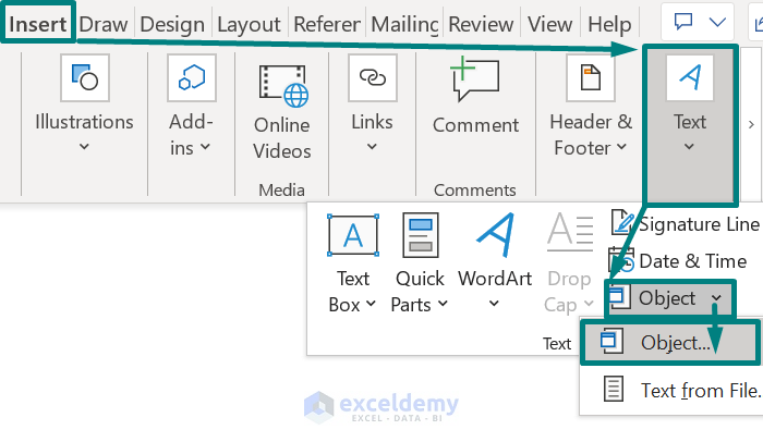 Copy from Excel to Word Without Losing Formatting Using Insert Object Feature of MS Word