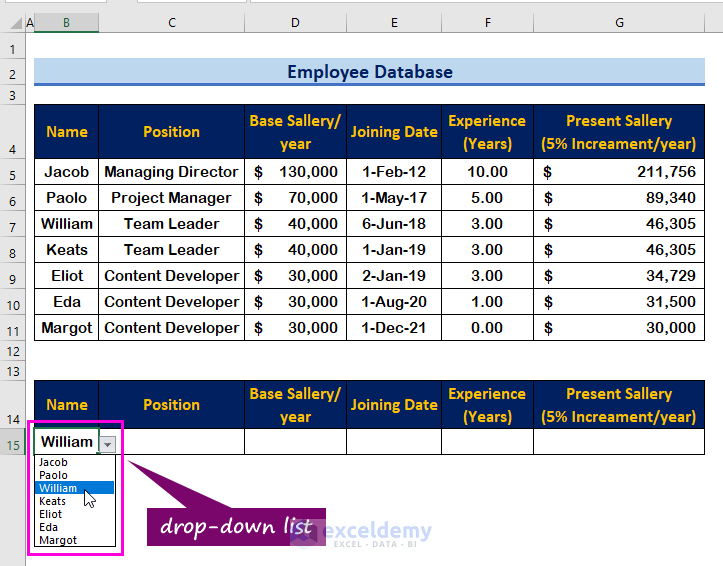 Steps to Create an Employee Database in Excel