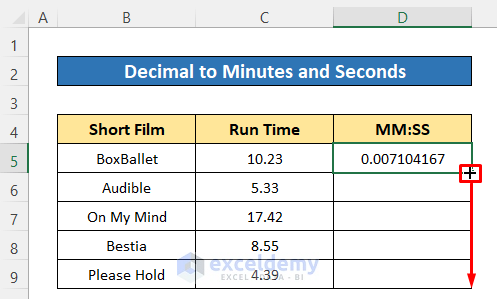 Using Custom Format to Convert Decimal to Minutes and Seconds
