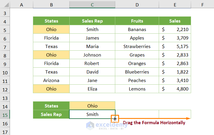 Excel Drag Formula Horizontally with Vertical Reference Applying ROW and COLUMN Functions with MIN Function