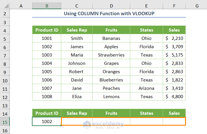 Using COLUMN Function with VLOOKUP