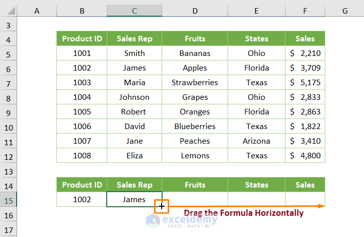 Excel Drag Formula Horizontally with Vertical Reference Using COLUMN Function with VLOOKUP