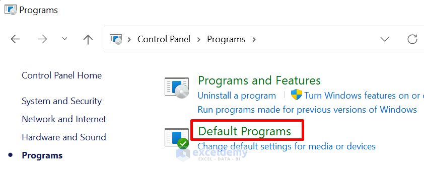 Reset Default Apps to fix the problem when Excel files are not opening from file explorer.