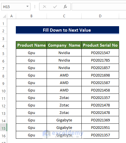 Embedding VBA Macro to Fill Down to Next Value in Excel 