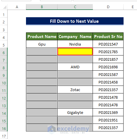 Utilizing Go To Special Command to Fill Down to Next Value in Excel 