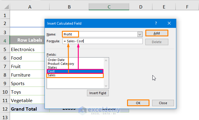 Excel Pivot Table Difference between Two Columns Formula to Find Difference between Two Columns