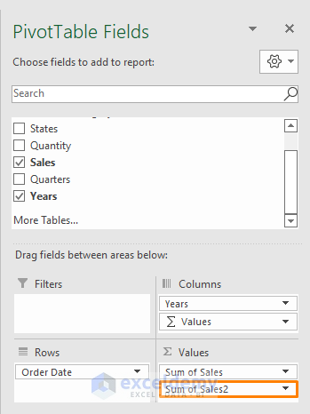 Utilizing Difference from Value Field Settings Option 