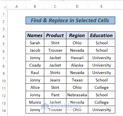 Excel Replace Text in Selected Cells