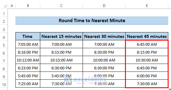 Excel Round Time to Nearest Minute Using MROUND Function