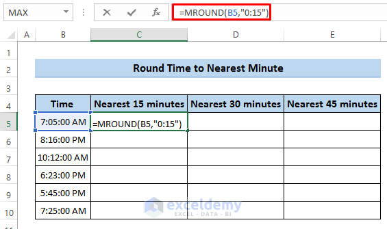 Excel Round Time to Nearest Minute Using MROUND Function