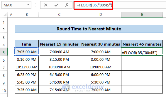 Excel Round Time to Nearest Minute Using FLOOR Function